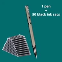 Bộ 1 bút bi + 50 hộp mực thay thế, bút bi kim loại cao cấp, thiết kế tối giản thanh lịch, viết trơn tru, lý tưởng cho việc ký tên trong kinh doanh và sử dụng cá nhân, tương thích với hộp mực 2.6mm, thích hợp làm quà tặng. - Bộ 51 món - Xem 12