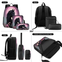 3pcs/Set Student Backpack, Messenger Bag, Pencil Case, Boys' Large Capacity Compartment Backpack, Back To School Supplies Storage, Travel Storage Bag, Suitable For School, Class, Outdoor Sports - A - View 12