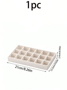 9-In-1 Velvet Jewelry Tray, Stackable Jewelry Box, Multi-Functional Organizer Tray, Cosmetic Storage Tray With Separate Compartments, Jewelry Display Stand For Earrings, Necklaces, Bracelets, Rings, Hair Clips, Ideal Gift For Valentine's Day - Beige - View 11