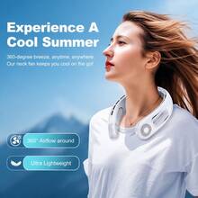 Zechuan 5200mAh Rechargeable Neck Fan, Portable Bladeless Wearable Fan With 360° Airflow, 4-Speed Hands-Free Personal Cooling Fan For Women Men, Summer Travel, Office, Commuting, Camping & Outdoor Work - 白色 - 查看 5