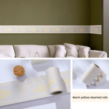 Cenefa adhesiva decorativa para azulejos, borde de pared decorativo para cocina, baño, zócalo impermeable - Rollitos de flores de color amarillo cálido - Ver 6