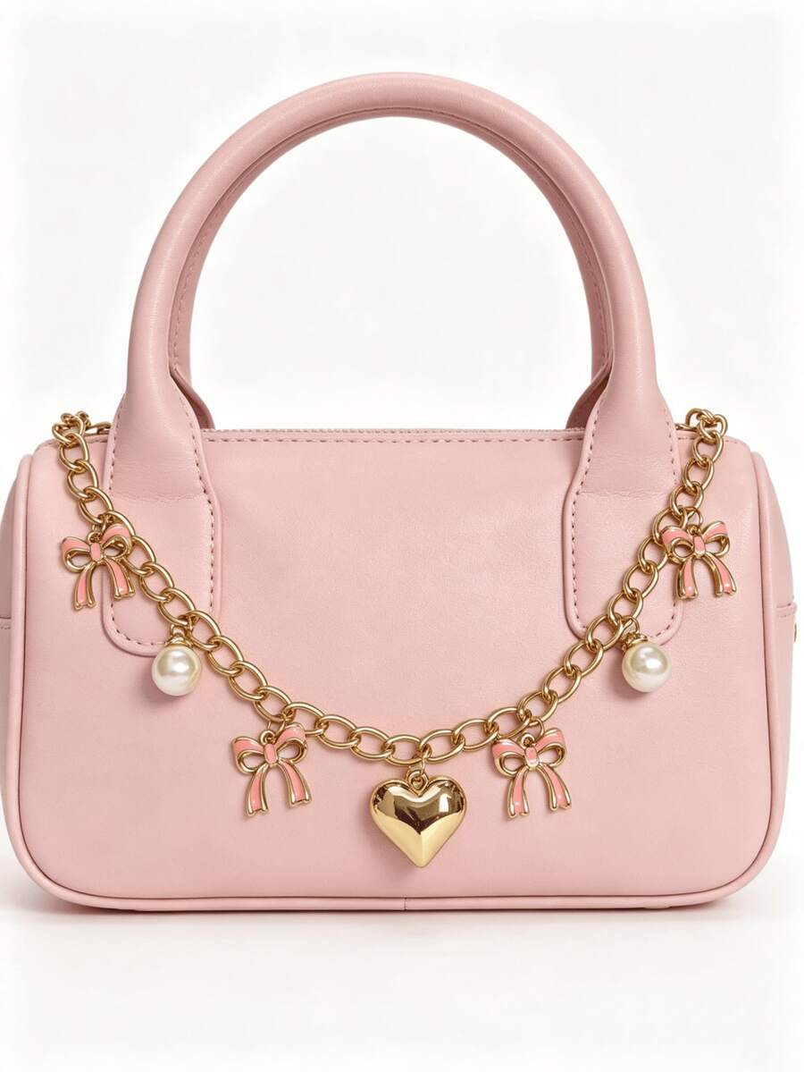 Accesorio de bolso con cadena y lazo en color rosa, negro y blanco. Correa decorativa para extender la longitud de bolsos de mano, carteras, bolsos de hombro. Ideal como regalo para mujer en festivales, graduaciones, día de la madre, cumpleaños y otras ocasiones especiales. - Multicolor - Ver 1