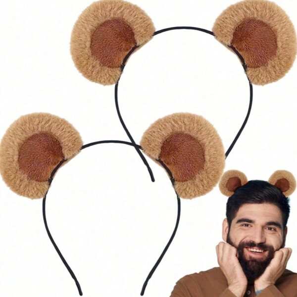 Fascia per capelli con orecchie da orso soffice, fascia per capelli in peluche a forma di animale, accessorio per capelli carino per costume cosplay e feste, taglia adulto