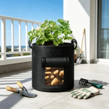 4pcs Felt Planting Bags, Breathable Fabric Planting Pots Suitable For Garden Beds And Vegetables, Gardening Supplies For Yard And Garden, Essential Gardening Necessities - Multicolor - View 8