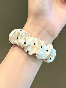1条时尚可爱波点图案尼龙弹力表带，兼容三星Galaxy Watch 7/6/5/4/5 Pro，简约优雅女士替换表带，兼容三星Watch 40/43/44/45/47mm，时尚女孩佩戴配饰，20mm/22mm - 杏色 - 查看 5