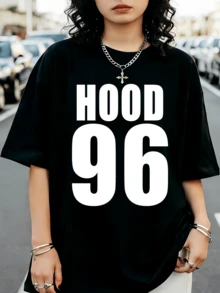 5 Seconds Of Summer Calum Hood '96 Varsity Style Casual Loose Fit T-Shirt - Black - View 1