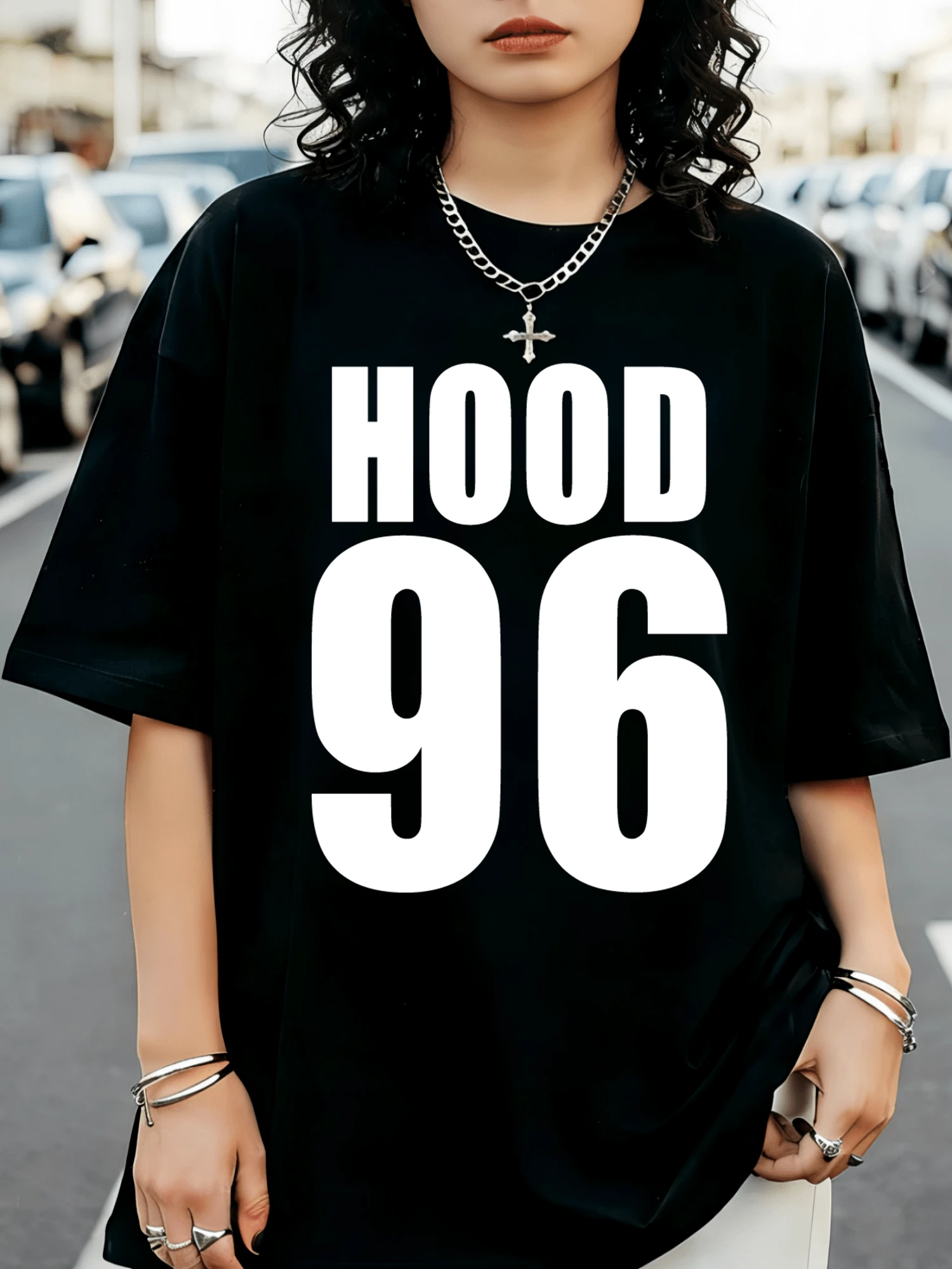 5 Seconds Of Summer Calum Hood '96 Varsity Style Casual Loose Fit T-Shirt - Black - View 1