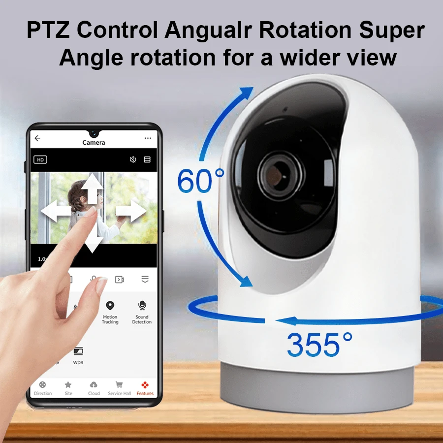 PANDA 4MP Indoor PTZ Cloud Camera, 2.4G WiFi Bluetooth, Motion Detection, Two-Way Audio, Pet Monitor, Alarm Push, Customizable Monitoring Area, Z3 High-Definition Security Camera - White - View 1