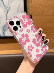 1个全新创意气垫手机壳，独特粉色花朵图案，兼容苹果17 Pro Max/17 Pro/17/Air/16/15/14/13 Pro Max/14 Plus/12 Pro Max/12 Pro/12/11/XR及系列 - 無色 - 查看 3