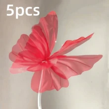 1/5件 50cm 絲綢仿真蝴蝶，3D雙層網翼設計，彩虹歐根紗與珍珠蝴蝶裝飾，適合生日派對裝飾、婚禮裝飾，大尺寸網格仿真蝴蝶，商店櫥窗展示 - 彩色 - 查看 10