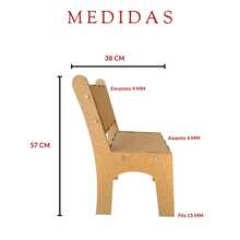 Mesa Infantil Para Uso Intenso Mdf + 2 Cadeiras, Conjunto Super Resistente Para Crianças Ativas, Móvel Para Estudos - Marrom - Visão 4