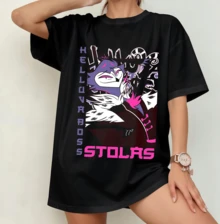 Stolas HelluvaBoss Retro Anime Aesthetic Portrait T-Shirt | Nostalgia Unisex Crew Neck Fan Merch Black - màu đen - Xem 6