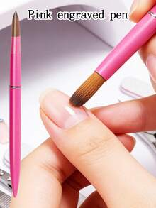Bộ 2 cọ vẽ móng tay màu hồng và đen bản rộng, cán kim loại, kiểu dáng tròn thanh lịch, thích hợp cho salon làm móng gel và những người đam mê nghệ thuật vẽ móng, thiết kế móng ngắn. - Nhiều màu - Xem 2