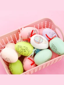 DIY Easter Egg Crafts, Realistic Hand-Painted On Plastic Eggshells, Spherical Graffiti Painting, Comes With Paintbrushes And Paints. - A - View 3