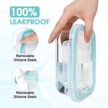 GHQ 24/16pcs Sealed Glass Food Storage Containers, Picnic Boxes, Microwave & Oven  - Perfect For Salads, Fruits, Vegetables, And Sandwiches, Lunch Boxes | Sealed Storage | Durable Glass, Food Storage Containers (12/8 Lids + 12/8 Containers) - Loại A màu xanh lá cây - Xem 2