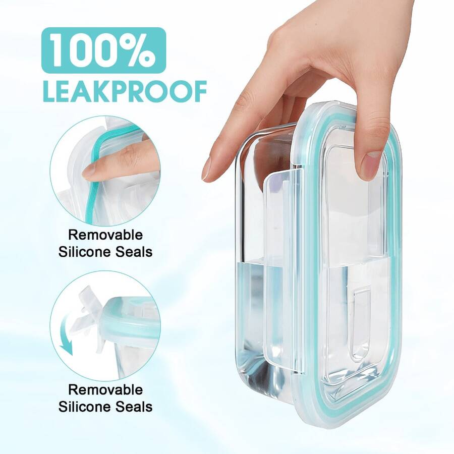 GHQ 20/16pcs Sealed Glass Food Storage Containers, Picnic Boxes, Microwave & Oven - Perfect For Salads, Fruits, Vegetables, And Sandwiches, Lunch Boxes | Sealed Storage | Durable Glass, Food Storage Containers (12/8 Lids + 12/8 Containers) - Loại A màu xanh lá cây - Xem 1