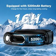 Zechuan 1pc Portable Hanging Neck Fan,  Usb Rechargeable With 5200mAh Battery Operated, 360°Cooling , Hands-Free,4 Speed Setting Bladeless Neck Fan ,For Home/Travel/Camping/Office/Exercise/Work/Night Running. - Black - View 6