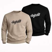 2-Pack Club Crew Neck Sweatshirts, Sweater Style, Streetwear Premium Outerwear For Everyday Wear In Winter - 黑與藍 - 查看 9