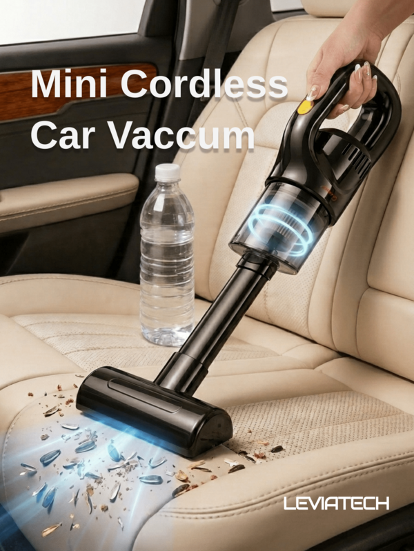 LEVIATECH 1 Aspiradora inalámbrica portátil de mano, Aspiradora inalámbrica para coche con succión ciclónica de 6kPa, Aspiradora recargable de alta potencia, Adecuada para coche/oficina/hogar