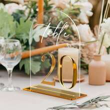 10-Piece Transparent Acrylic Wedding Table Number, Self-Standing Modern Arched Sign For Reception Seating, Anniversaries And Bridal Parties, Elegant Wedding Decoration. - 11-20 - View 1