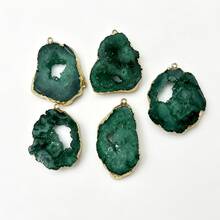 30-40mm Natural Agate Crystal Tooth Semi-Precious Stone Asymmetrical Pendant Necklace - Irregular Geode Pendant - View 5