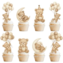 Set Dekorasi Kue Beruang Teddy Kartun - Ideal untuk Pesta Ulang Tahun, Baby Shower, dan Pesta Bayi, Kami Tak Sabar Menggunakan Dekorasi Kue Ini untuk Pesta Pengungkapan Jenis Kelamin Bayi - Gaya 1 - View 2
