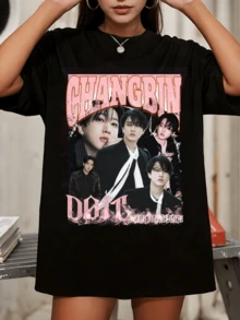 STRAYSKIDS Changbin Bootleg Style Merch T-Shirt. K-Pop - Black - View 6