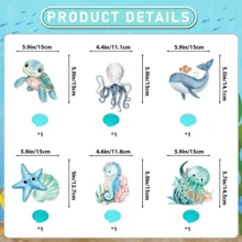 青色 SEA YOU SOON BABY 吊掛式橫幅套組，海洋主題海生物派對裝飾，適用於嬰兒派對與慶祝活動 - 彩色 - 查看 4