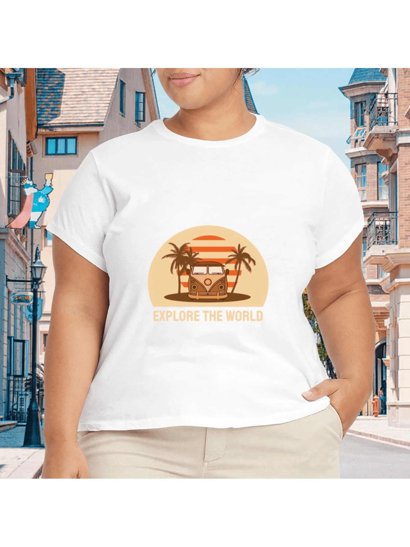 2026 Camiseta unisex de algodón casual de verano, estampada diseño playero surf atardecer, ropa de vacaciones, colores blanco y negro, tallas extras disponibles - Blanco - Ver 1