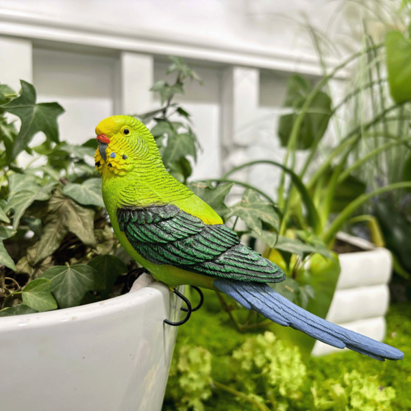Charming Parrot Resin Decor | Featuring Exquisite Colors And Textures, With A Hanging Hook Design Suitable For Plant Edges, Balcony Planters, Small Potted Plants In Study, Plant Racks, And Garden Decor. A Perfect Gift For Bird Lovers.