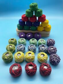 6pcs/Set Lace Thread, Solid Color & Gradient Dual-Color Matching, 25m Long Per Skein, Sufficient Length For Small Craft Projects And Stocking, Suitable For Miniature Crochet, Preserved Flowers, Earrings, Hair Clips, Doll Accessories, Lace Edging DIY - Lace Thread Set - View 1