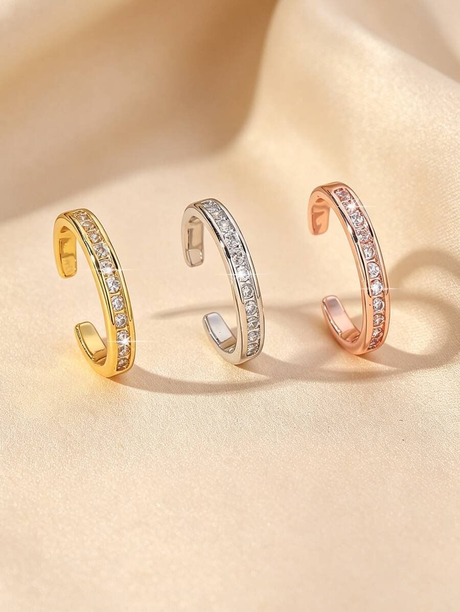 1件可调节金/银/玫瑰金锆石脚趾戒指，适合海滩度假脚部饰品 - 腳戒 - 查看 1