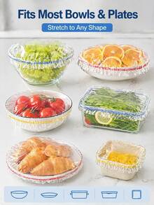 400pcs Reusable Elastic Bowl Covers, Stretchable Food Covers For Bowls Plates Fruit, Dust Proof & Fresh Keeping Kitchen Wrap, Alternative To Plastic Wrap - Color - View 6