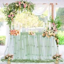 Elegant Sage Green Polyester Beaded Sheer Fabric | Suitable For Wedding Gowns, Formal Dresses, Stage Costumes, Backdrops, Table Decor, Curtains, Party Decorations, Clothing Design, Decorative Drapes, Refined Texture, Home Decor, Lightweight Sheer Curtains, Soft Drapes, Event Planning - Multicolor - View 27