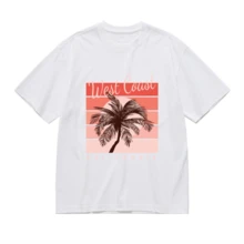 2026 Camiseta unisex de algodón casual de verano, estampada diseño playero surf atardecer, ropa de vacaciones, colores blanco y negro, tallas extras disponibles - Blanco - Ver 2