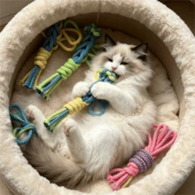 4 món đồ chơi kéo cho chó bằng dây thừng cotton an toàn, có nút thắt đôi, chống cắn, không gây sâu răng cho chó con trong giai đoạn thay răng, giúp làm sạch và làm dịu răng khi chó nghiến răng. Sản phẩm tốt. - Nhiều màu - Xem 3