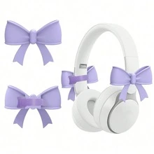 1 Pair Assorted Color Bow Earphone Accessories, Cute Printed Bow Decor, Fashionable Earphone Attachments, Holiday Gamer Gift, Decorative Ribbon, Fun & Adorable Earphone Accessories, Small Gift For Family And Loved Ones - View 14