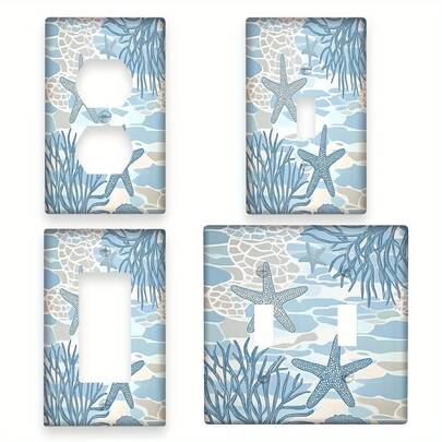 Coastal Coral Pattern Decorative Outlet Cover - 1 Or 2 Holes, Easy Installation Wall Plate For Bedroom, Kitchen, Office