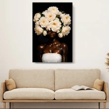 1pc Framed Canvas Wall Art Prints Poster, Floral Head African American Woman Art Posters Canvas Print Painting For Living Room Bedroom Office Bathroom Dorm Home Decor, Ready To Hang - đóng khung - Xem 6