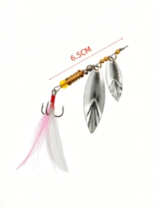 1pc Lure Spinner Lure Sequin Bait, Willow Leaf Metal Hand-Cranked Blade Feather Artificial Bait For Crappie Fishing - Silver - View 5