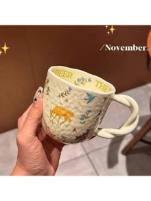 Cốc sứ 350ml họa tiết hoa lá và động vật tự nhiên, cốc uống sáng tại nhà, cốc cappuccino latte, bộ cốc đôi/bạn bè đồng bộ, hộp quà tặng mùa tựu trường. - Nhiều màu - Xem 12