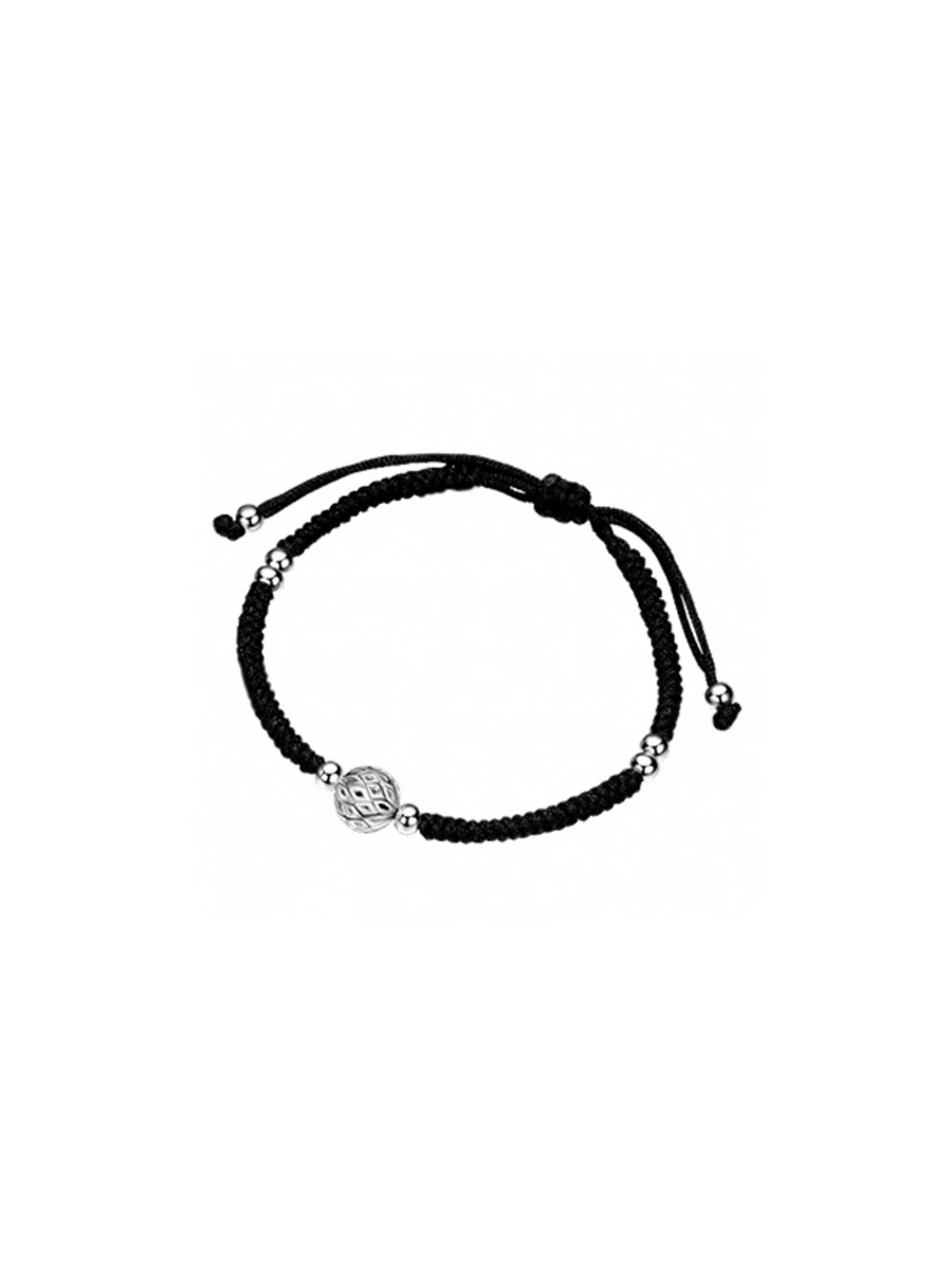 Vòng tay đôi bằng bạc S925, dây bện màu đen, có thể điều chỉnh kích thước, đính hạt may mắn, không gây dị ứng, quà tặng ngày Valentine. - màu đen - Xem 1