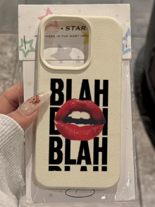 1pc White Sexy Red Lip Letter Minimalist Personalized TPU Shockproof Full Coverage Phone Case Compatible With Apple 17, 16, 15, 14, 13, 12, 11 Pro Max, Air, Applicable To Series - Multicolor - View 2