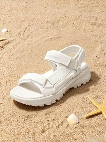 Womens Sandals, Light Weight Hiking Sandals For Women, Comfortable Athletic Quick-Drying Walking Water Sandals With Hook And Loop Straps And Soft Insole For Beach Vacation Adventure - White - View 2