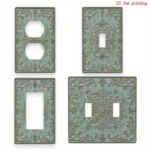 1 pieza Cubierta decorativa de enchufe con patrón floral 2D, placa de interruptor de luz única, económica y fácil de limpiar, adecuada para la decoración del hogar y la oficina, diseño plano 2D - multicolor - Ver 1