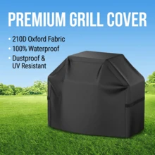 Universal Grill Cover Multi-Size|One-Piece 30-Inch Heavy-Duty With Drawstring, 210D Oxford Polyester Outdoor Protection, Fits All Grill Brands, Suitable For Most Brands , Brinkmann, Char Broil, Holland, Etc. - VelcroA Black - View 2