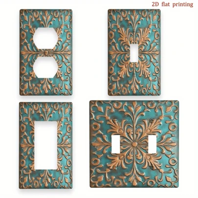 1pc 2D Floral Copper Pattern Decorative Wall Panel, Exquisite Artistic Design, Adds Elegance To Any Room, Kitchen Or Bathroom, 2D Flat