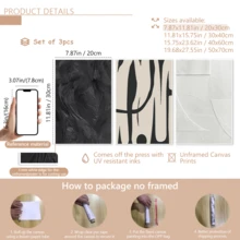 3pcs Modern Black And White Abstract Wall Art Posters - Contemporary Textured Canvas Paintings With Bold Lines And Silhouettes, Minimalist Decor, Plaster Art, Framed Or Unframed, Suitable For Room Decoration, Home Decor, College Dorm, Apartment, Hotel, Living Room, Bedroom, Bathroom And Office Wall Decoration, Gift - A - View 12