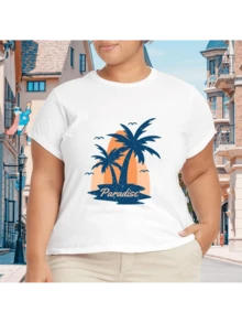 2026 Camiseta unisex de algodón casual de verano, estampada diseño playero surf atardecer, ropa de vacaciones, colores blanco y negro, tallas extras disponibles - Blanco - Ver 1