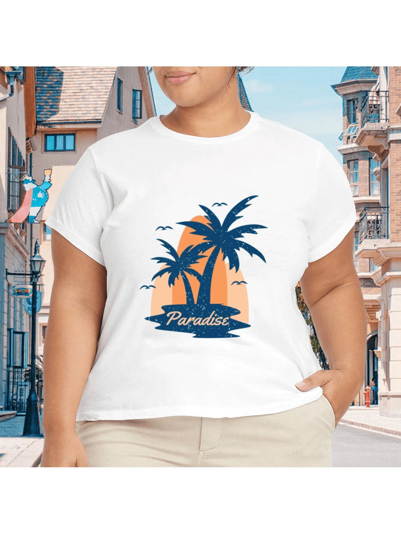 2026 Camiseta unisex de algodón casual de verano, estampada diseño playero surf atardecer, ropa de vacaciones, colores blanco y negro, tallas extras disponibles - Blanco - Ver 1